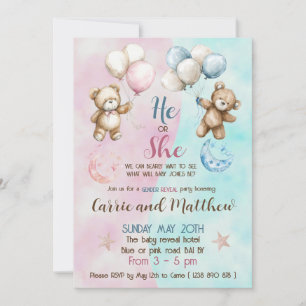 Invitation Nounours genre révéler l'invitation