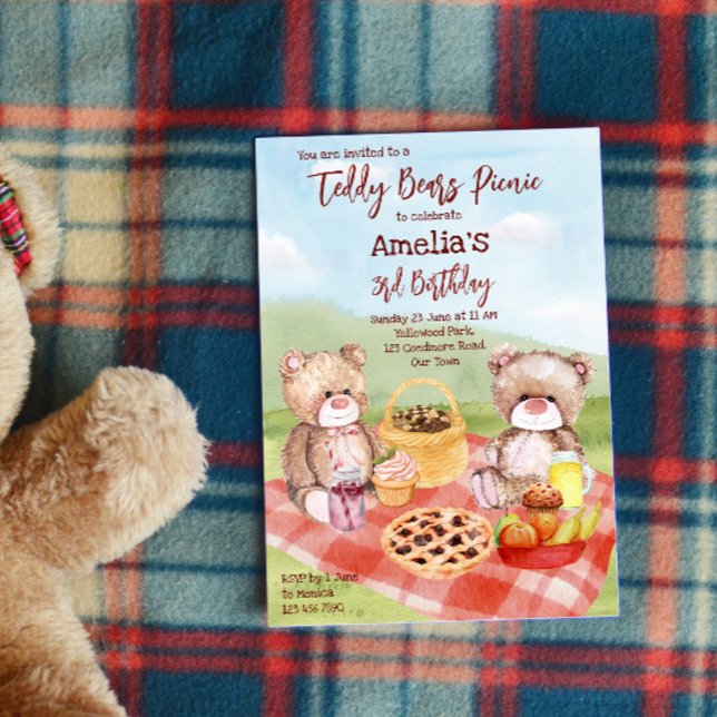 Invitation Nounours pique-nique fête d'anniversaire invitatio (Créateur téléchargé)
