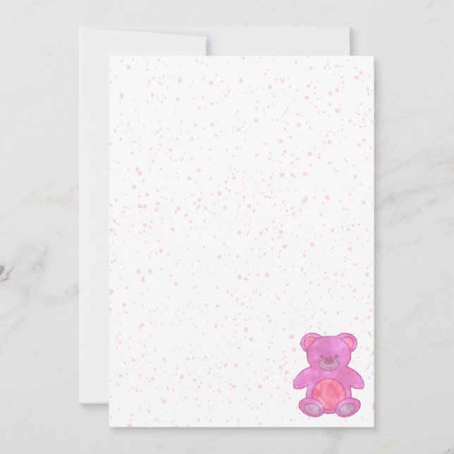 Invitation Nounours Rose Mignon Sur Mesure (Devant)