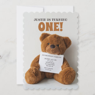 Invitation Nounours tenant un panneau