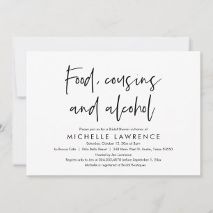 Invitation Nourriture, Cousins et Alcool, Réception de Mariag