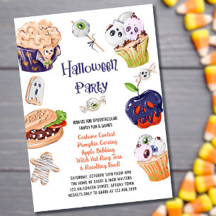 Invitation Nourriture de fête d'Halloween et plaisir terrifia