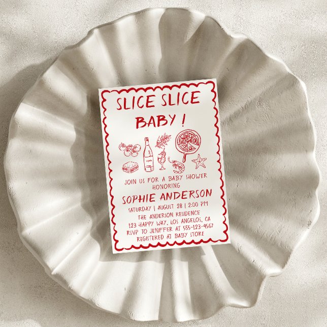 Invitation Nourriture italienne Tranche Tranche Bébé Pizza Fê (Créateur téléchargé)
