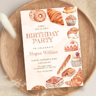 Invitation Nourriture pain pâtisserie art anniversaire