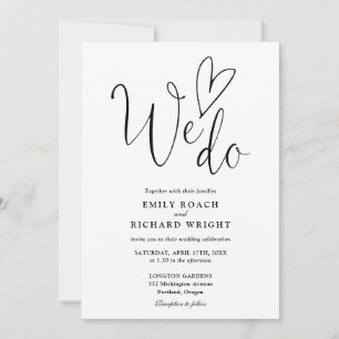 Invitation Nous Aimons Coeur Script Mariage noir et blanc