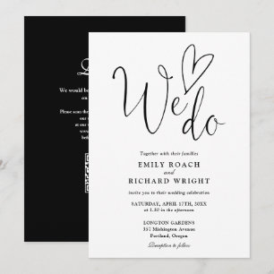 Invitation Nous aimons le code QR de mariage noir et blanc