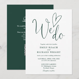 Invitation Nous aimons le code QR de mariage vert émeraude