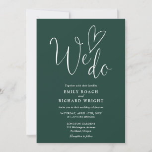 Invitation Nous aimons le script coeur vert émeraude Mariage