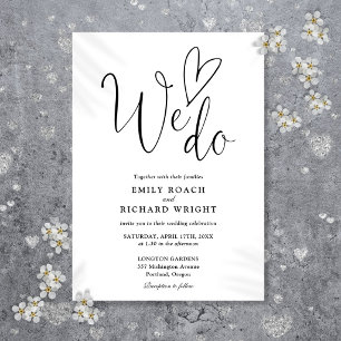 Invitation Nous aimons le script de mariage noir et blanc Hea