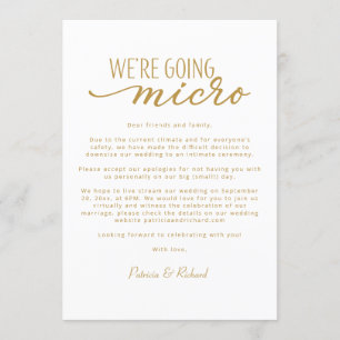 Invitation Nous allons réduire la taille de notre mariage en