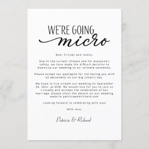 Invitation Nous allons réduire la taille de notre mariage en