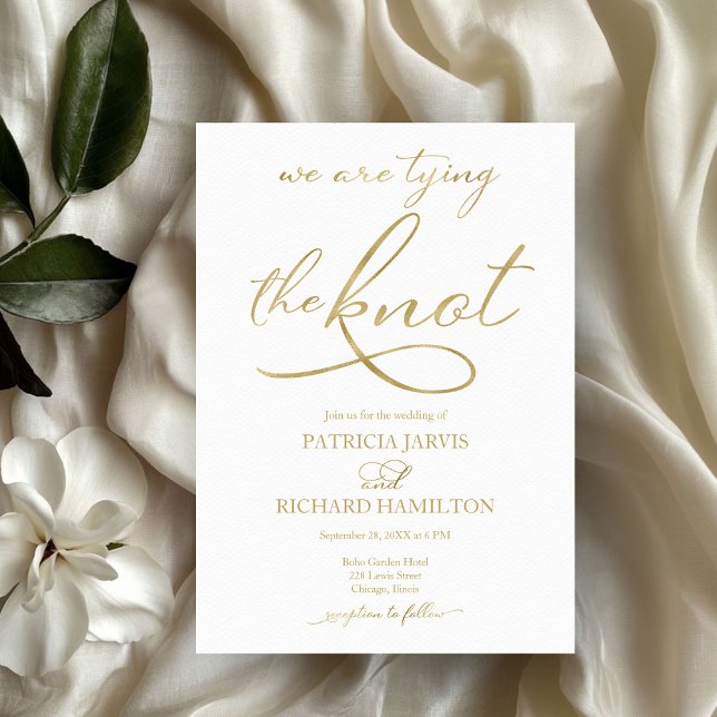 Invitation Nous Attachons Le Nœud Écriture De Mariage En Feui (Créateur téléchargé)