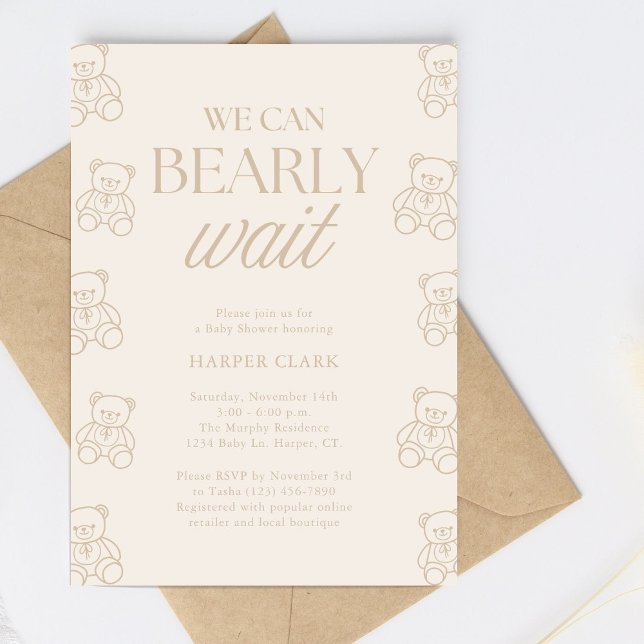 Invitation Nous attendons à peine une fête de bébé de genre n (Créateur téléchargé)