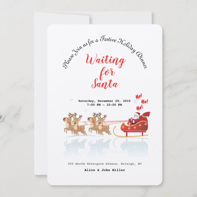 Invitation Nous attendons Père Noël Ho ! Ho ! Ho ! Vacances d (Devant)