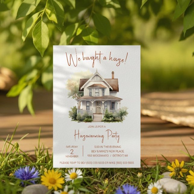 Invitation Nous avons acheté une maison ! Jolie aquarelle pou (Créateur téléchargé)