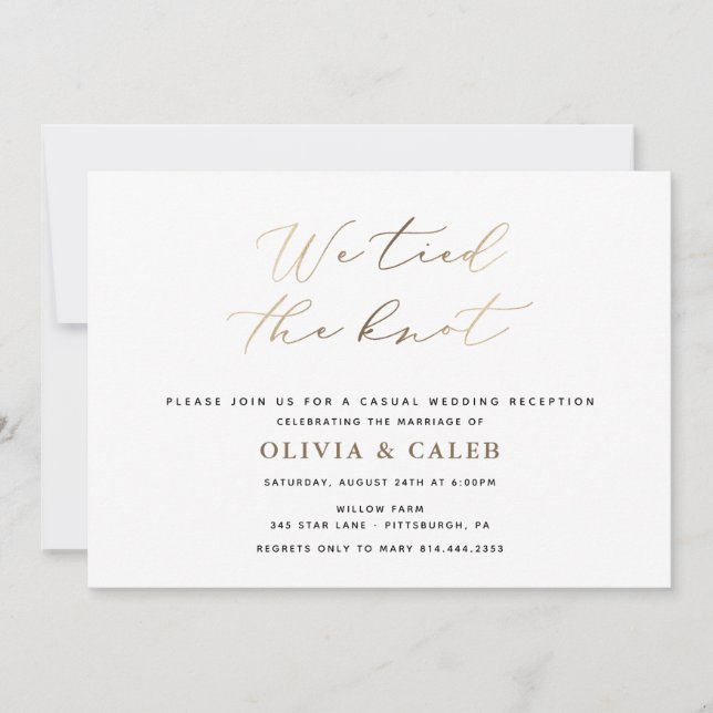 Invitation Nous avons attaché le noeud Mariage Réception invi (Devant)