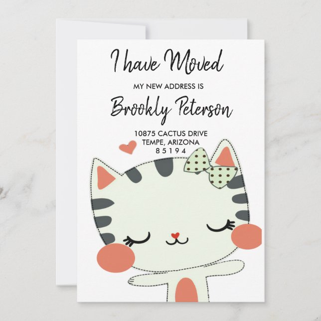 Invitation Nous avons déménagé | mignon Kitty Pretty  (Devant)