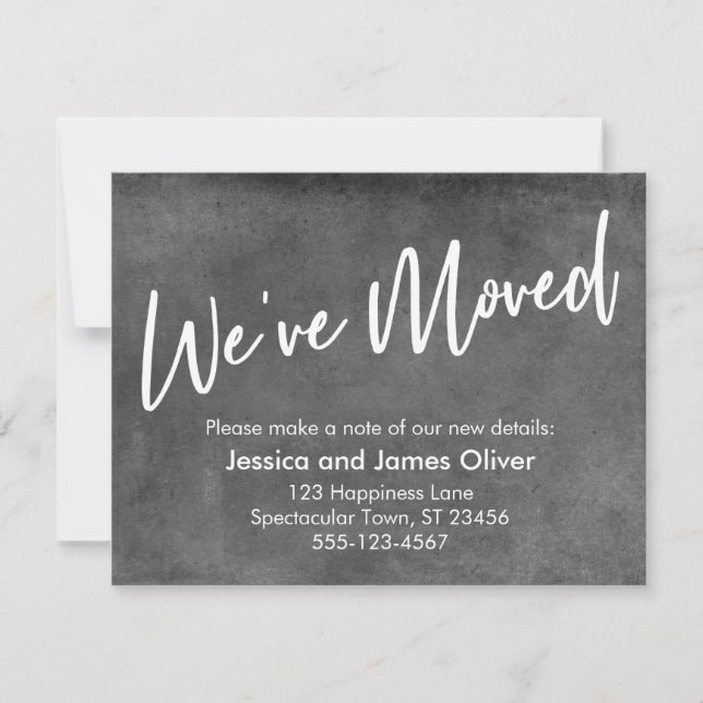 Invitation Nous avons déménagé sur Gris Gris Grunge Faire-par (Devant)