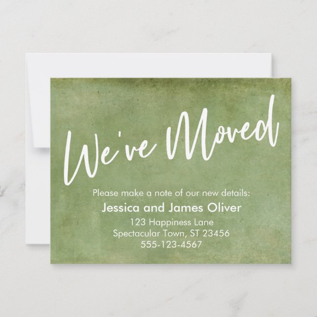 Invitation Nous avons déplacé la typographie Green Grunge Fai (Devant)