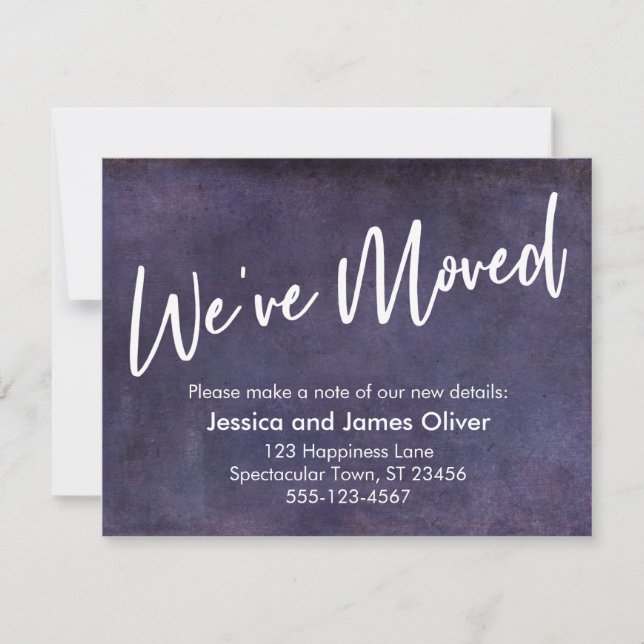 Invitation Nous avons déplacé la typographie Purple Grunge Fa (Devant)