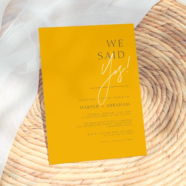 Invitation Nous avons dit oui Moutarde et Gris foncé Mariage  (Créateur téléchargé)