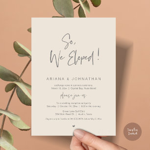 Invitation Nous avons donc Elopé, Elopement Mariage, en Crème