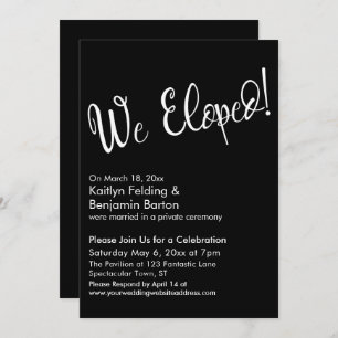 Invitation Nous Avons Échappé ! Mariage de Black Modern Post