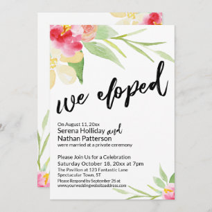 Invitation Nous avons Elopé Script Décontracté avec Fleurs Aq