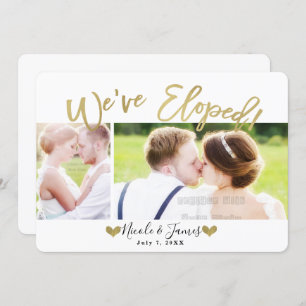 Invitation Nous avons Eloped Gold Modern Photo Mariage Fiança