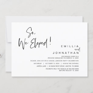 Invitation Nous Avons Été Élus, Parti Mariage Elopement