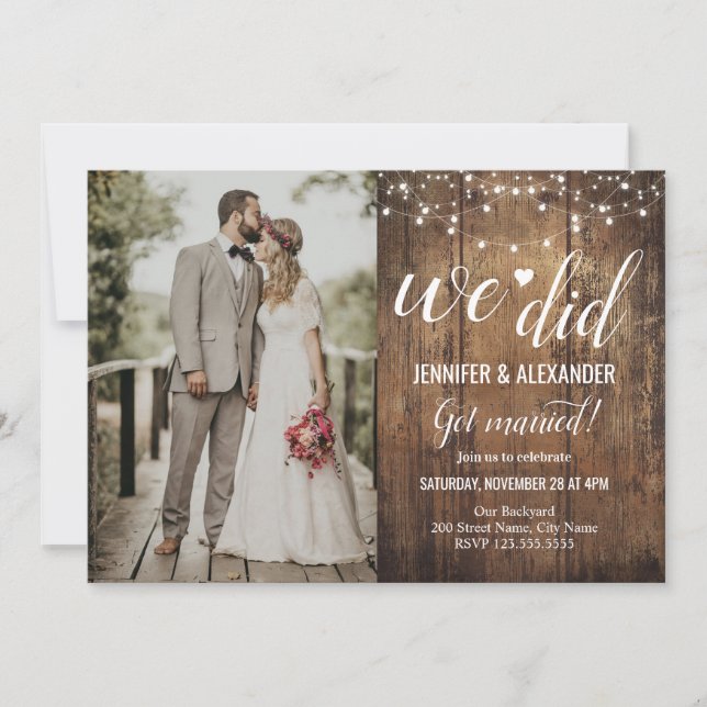 Invitation Nous avons fait la réception de mariage (Devant)