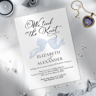 Invitation Nous Avons Fait Le noeud   Blue Bow Mariage Elopem