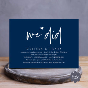Invitation Nous Avons Fait Moderne Mariage Elopement Dîner De