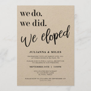 Invitation Nous Avons Fait Nous Avons Elopé Mariage Réception