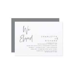 Invitation Nous avons fui, Mariage Elopement Party Celebratio