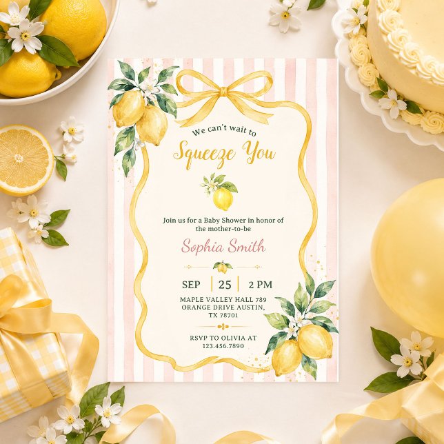 Invitation Nous avons hâte de Vous Presser Citron Fête de Béb (Créateur téléchargé)