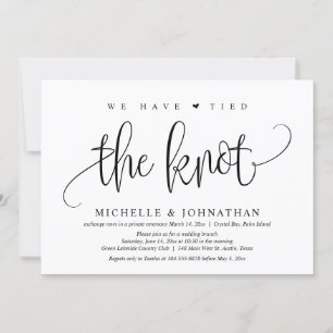 Invitation Nous Avons Lié Le Knot, Mariage Elopement Party In