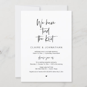 Invitation Nous avons lié le noeud, Black, Mariage Elopement