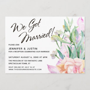 Invitation Nous Avons Marié Aquarelle Artistique Bouquet Flor