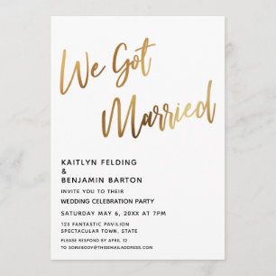 Invitation Nous Avons Marié Minimal Gold Calligraphie Récepti
