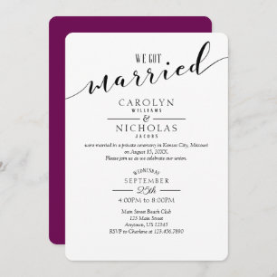 Invitation Nous Avons Marié Plum Purple White Wedding Party