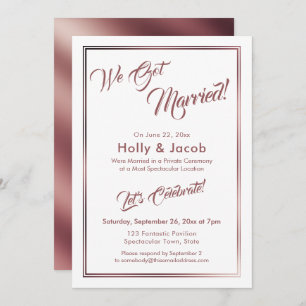 Invitation Nous Avons Marié Rose Gold Sur Blanc, Réception