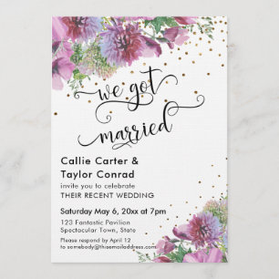 Invitation Nous Avons Marié Typographie Fleur sauvage Gold Co