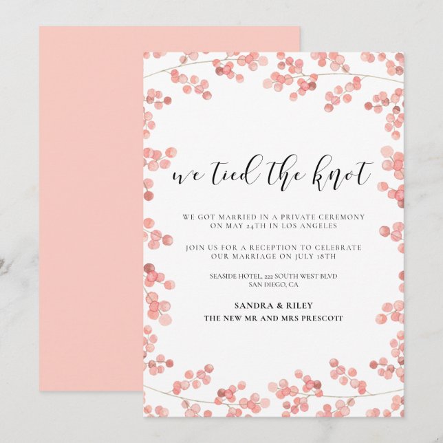 Invitation Nous avons noué le nœud Annonce de mariage floral  (Devant / Derrière)