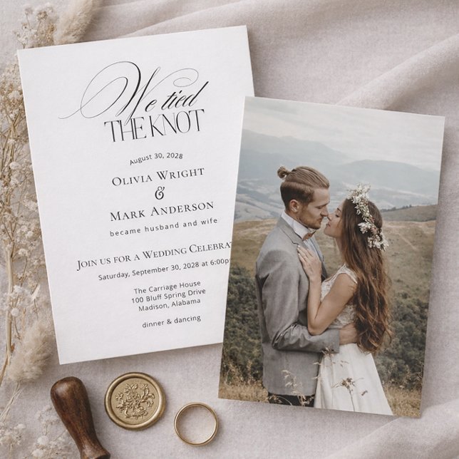 Invitation Nous avons noué le nœud avec Réception de mariage  (Créateur téléchargé)