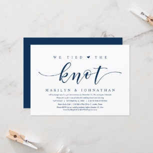 Invitation Nous avons noué le nœud, dîner de mariage en fuite