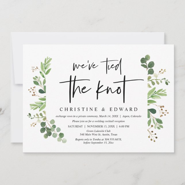 Invitation Nous avons noué le noeud, fête Mariage Elopement (Devant)