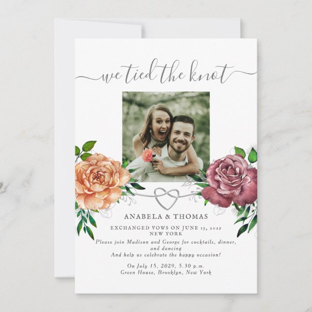 Invitation Nous avons noué le nœud floral Photo Invite (Devant)
