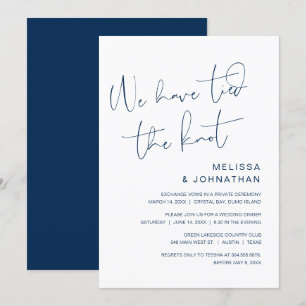 Invitation Nous avons noué le noeud, Mariage Elopement Invita