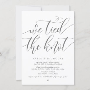 Invitation Nous avons noué le noeud, Mariage Elopement Party